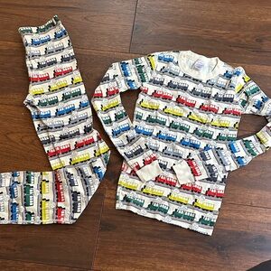 Hanna Andersson Colorful Train Print Kids Pajama Set Never Been Worn